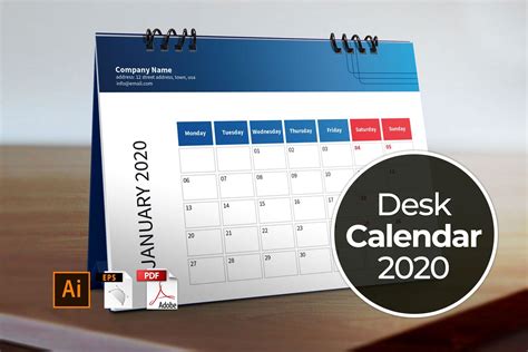 Desk Calendar Template For 2020 Stationery Templates Creative Market