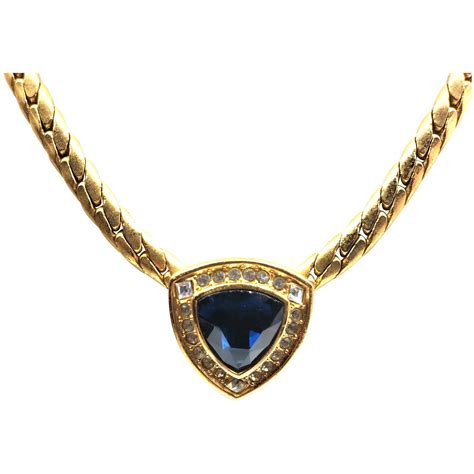 Christian Dior Sapphire Blue Rhinestone Necklace | Blue rhinestone necklace, Rhinestone necklace ...