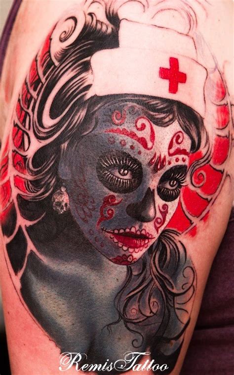 Nurse Day Of The Dead Sugar Skull Tattoo Tattoos
