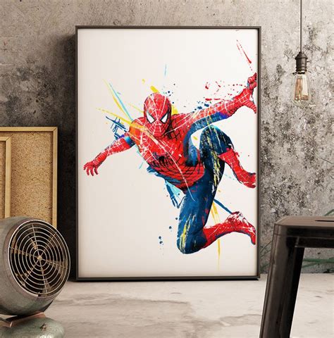 Spiderman Watercolor Art Superhero Print Movie Poster Etsy