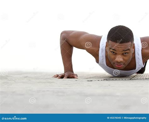 Young Black Man Doing Push Ups Outdoors Stock Image Image Of Active Healthy 45378345