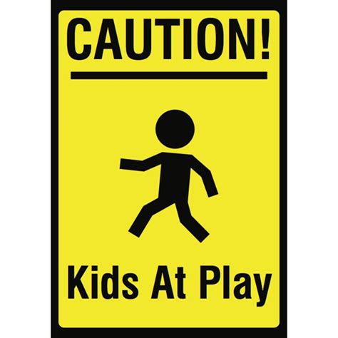 Caution Kids At Play Picture Sign Children Warning Kid Area Signs