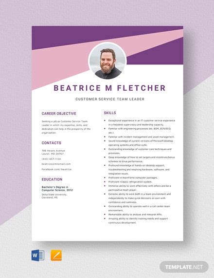Cv for team leader customer service. Account Team Leader Resume Template - Word (DOC) | Apple (MAC) Pages | Template.net