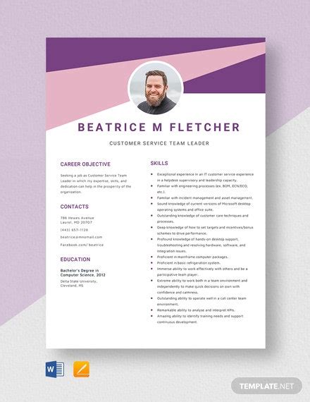 Firstly, know what you think great customer service looks like. Account Team Leader Resume Template - Word (DOC) | Apple (MAC) Pages | Template.net