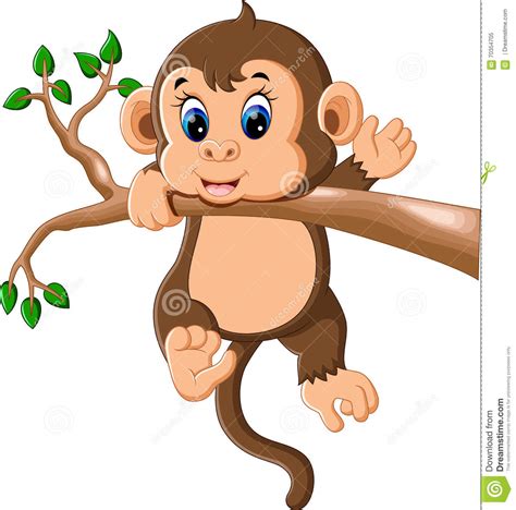 Cute Baby Monkey Cartoon Stock Vector Image 70354705