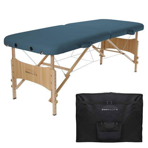 basic portable folding massage table blue saloniture