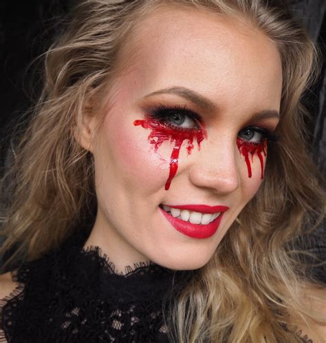 Easy Halloween Makeup Look Blood Tears You Only Need Fake Blood