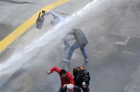 Riot Police Fire Water Cannons At Protesters In Turkey