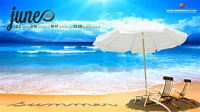 Summer June Desktop Calendar Beach Background Chairs