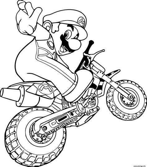 Coloriage Mario En Mode Moto Dessin Mario à Imprimer