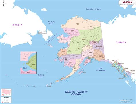Alaska County Zip Codes Map