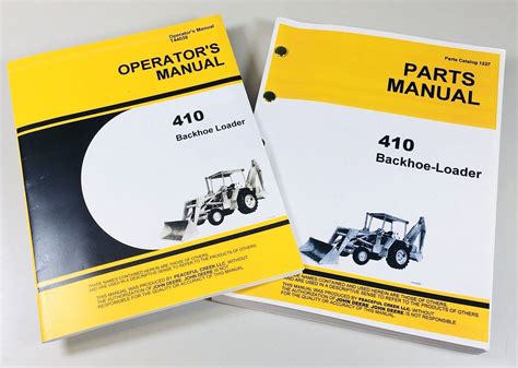 Operators Manual Set For John Deere Jd410 Loader Backhoe Parts Catalog