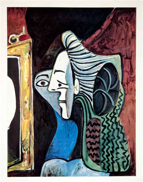 1964 Print Pablo Picasso Abstract Figure Face Eye Mirror