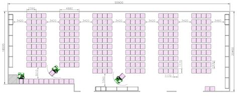 The layout in this chart is organized in an efficient row system for rack storage, divided into three sections: Real Warehouse Design Layout Examples | Adaptalift Group