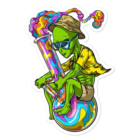 Alien Stoner Weed Bong Trippy Psychedelic Sticker Psychonautica