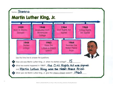 Martin Luther King, Jr.: January Math Practice | Martin luther king jr