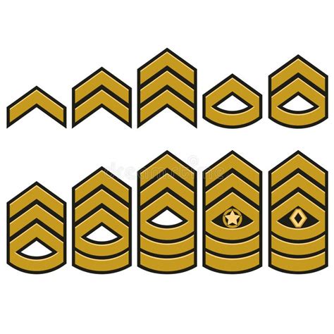 Military Ranks Set Army Patches Vector Stock Vector Illustration Of