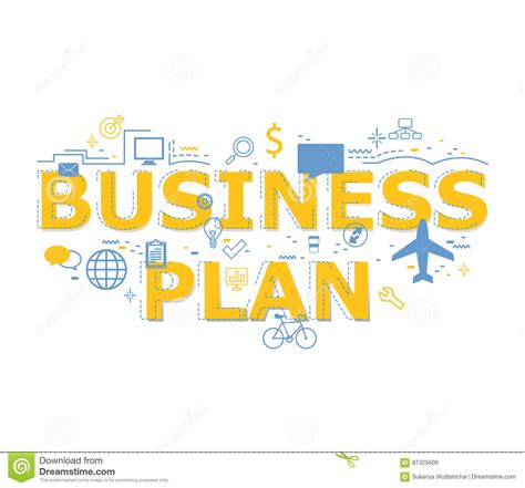 Creative Illustration Of Business Plan Word Lettering Typography Stock