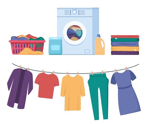 Laundry Infographics With Different Stages Of Washing Process Washing