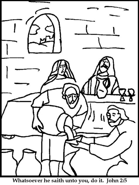 jesus turns water  wine coloring pages coloring home