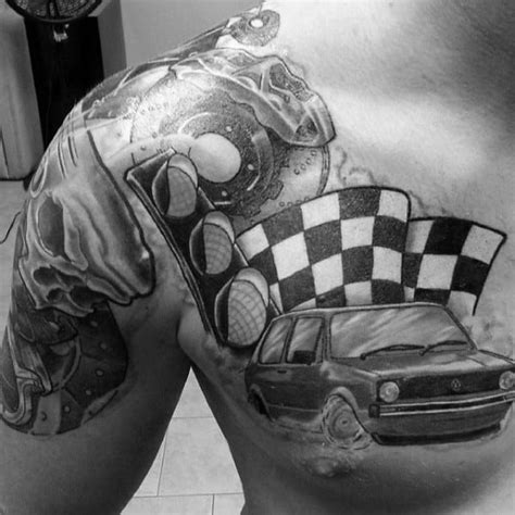 Flower biblical verse tattoo design; 40 Checkered Flag Tattoo Ideas For Men - Racing Designs