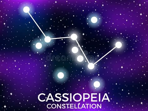 Starry Sky And Cassiopeia Constellation Stock Vector Illustration Of