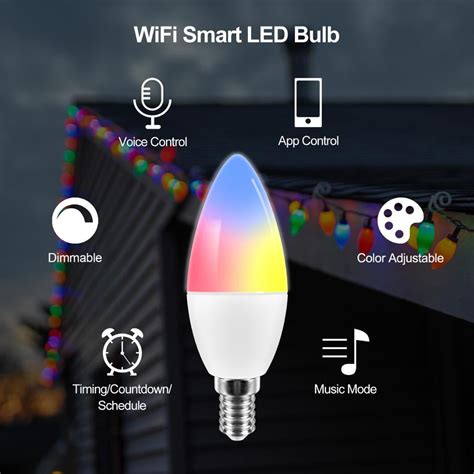 Wifi Smart Bulbled Candle Bulb E14 Dimmable Light Smartlife Tuya