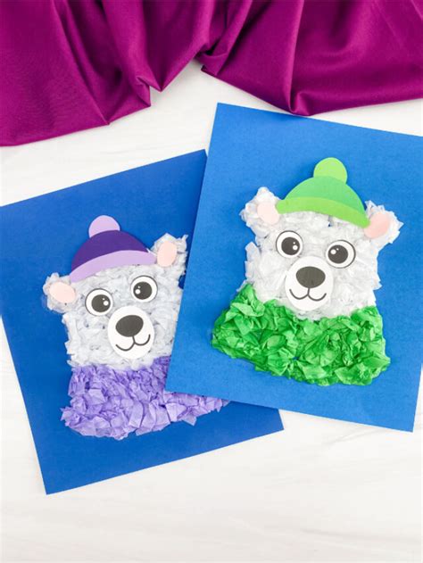 Tissue Paper Polar Bear Craft For Kids Free Template Story Simple