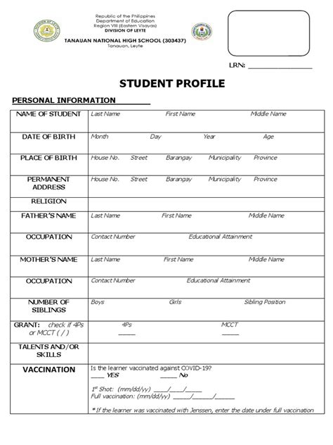 Student Profile Career Guidance Portfolio Pdf