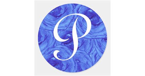 Monogram Letter P Blue Rose Sticker Zazzle