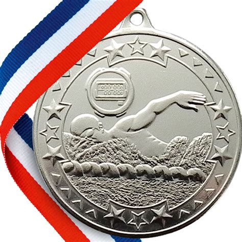 50mm Embossed Swimming Medal On A Ribbon