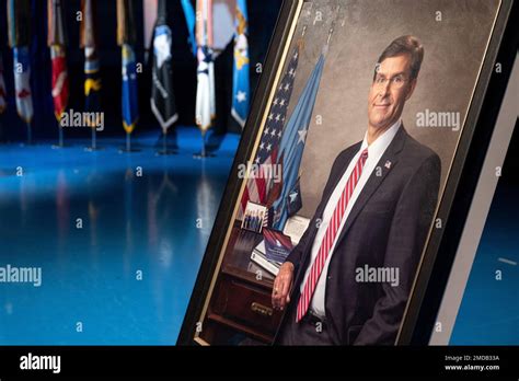 The Official Portrait Of Former Secretary Of Defense Mark Esper Rests