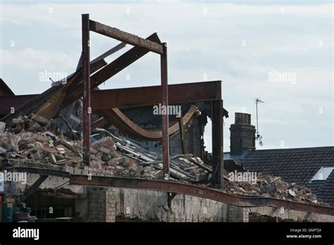 the burnt out remains of bowling alley and retail units in great yarmouth following fire on the