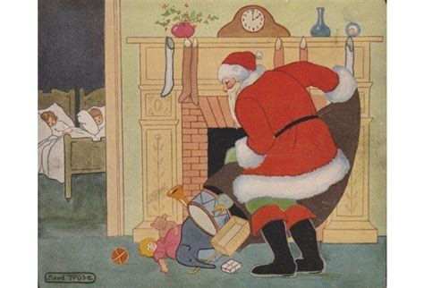 Santa Emptying His Sack Of Toys 1920 Vintage Christmas Deck The