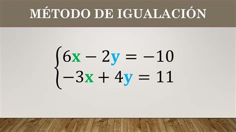 Sistema De Ecuaciones Lineales 2x2 MÉtodo De IgualaciÓn Youtube