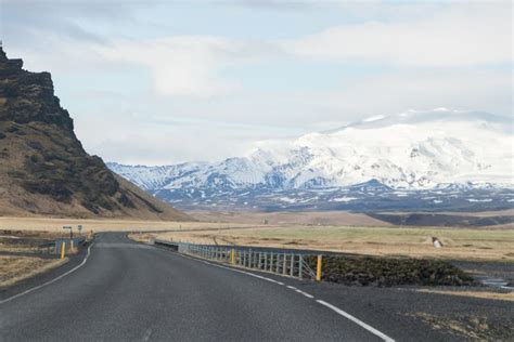 Highway 1 Iceland Clear Road Covered In Winter Stock Image Image Of