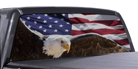 Truck Rear Window Wrap Soaring Eagle American Flag Perforated Etsy