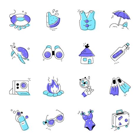 Premium Vector Collection Of Summer Hand Drawn Icons