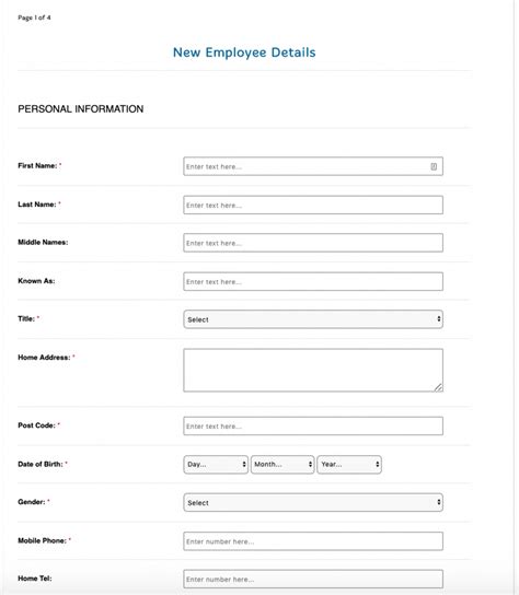 New Employee Form Template Employee Starter Form Ipegs Forms Hot Sex