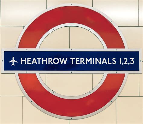 London Tube Station Sign Heathrow Terminals 123 Battered Luggage