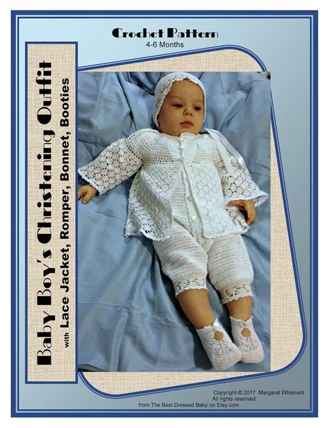 Baby Boy Christening Outfit Crochet Pattern With Lace Jacket Etsy