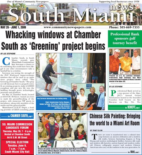 South Miami News, May 26, 2009 Edition - Local, Community News - Miami