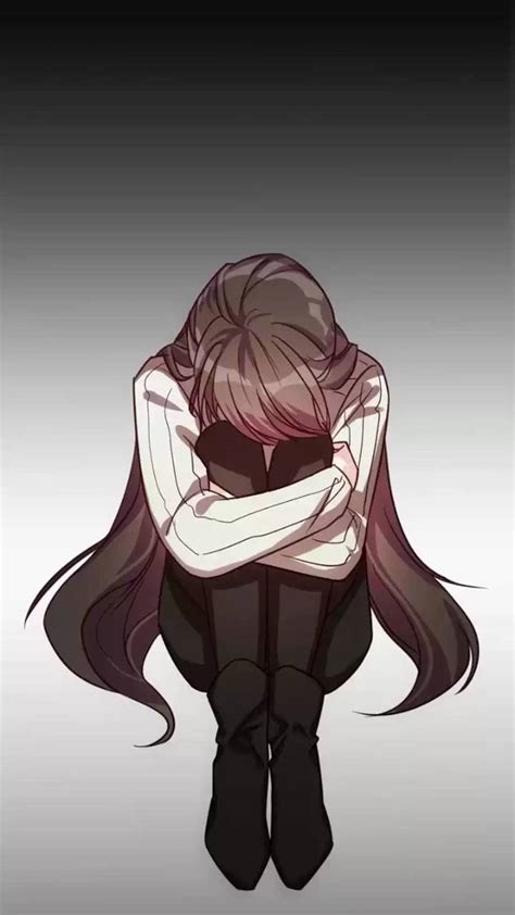 Download Brown Haired Depressed Anime Girl Wallpaper