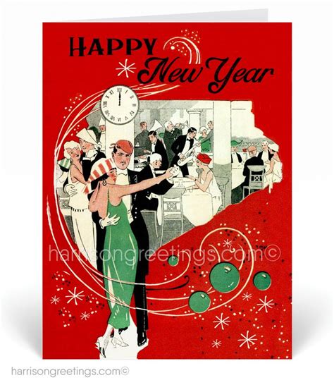1940s Retro Modern Vintage Happy New Year Cards Happy New Year Cards