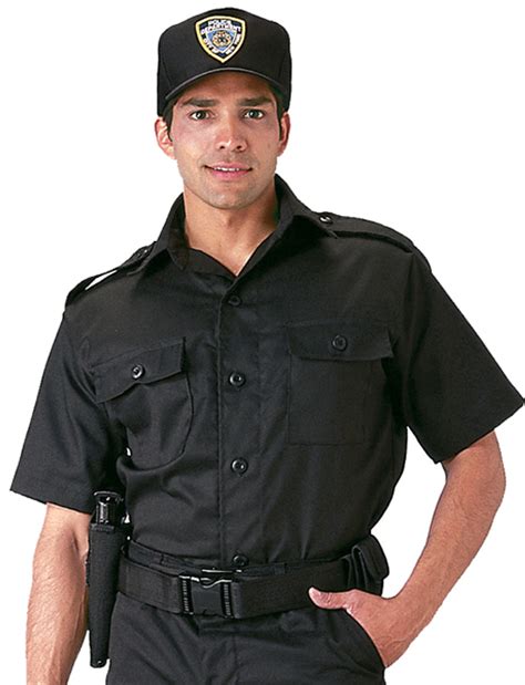 Black Tactical Uniform Shirt Short Sleeve Button Down Epaulets Duty Police