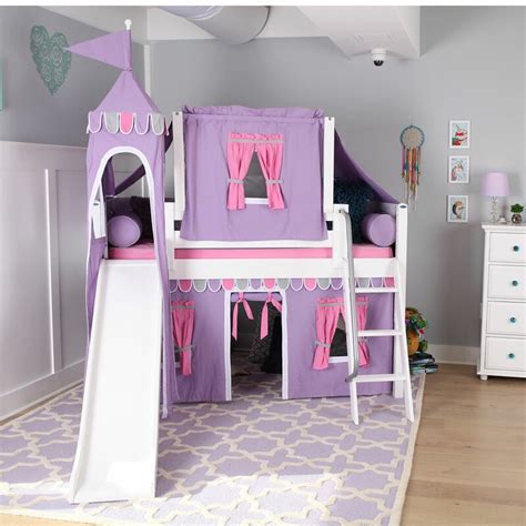 21 posts related to loft bed plans with slide. Maxtrix Kids Wow Loft Bed with Slide Tent and Curtains | Wayfair