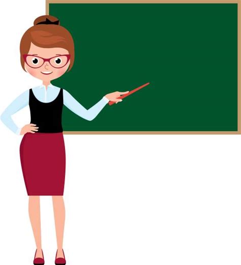 Female Teacher At Blackboard Illustrations Royalty Free Vector
