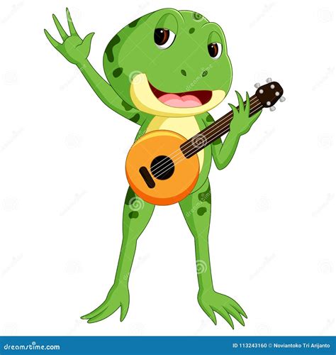 Green Frog Playing Guitar Stock Vector Illustration Of Happy 113243160