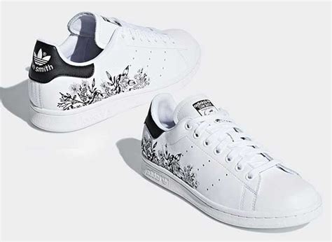 Instead, this iteration takes after the tech indigo iteration and brings color to the forefront, with its floral pattern pepping through the overlaying panels, inbetween the three stripes. Adidas' Delicate Floral Embroidered Stan Smiths. #adidas # ...