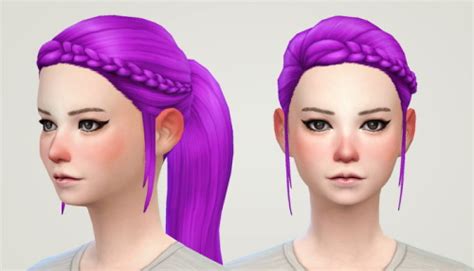 Sims 4 Hairs Liahxsimblr Simsticle‘s Braided Ponytail Retextured